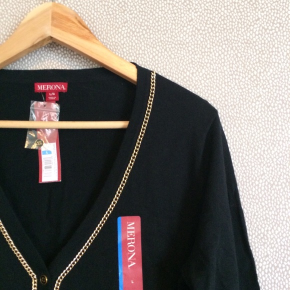 L 🆕 Merona Gold Chain Cardigan New - Picture 2 of 8